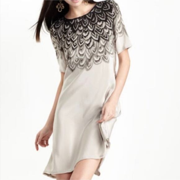 BCBGMaxAzria Tina Silk Feather Print Shirt Dress Medium - Picture 1 of 9